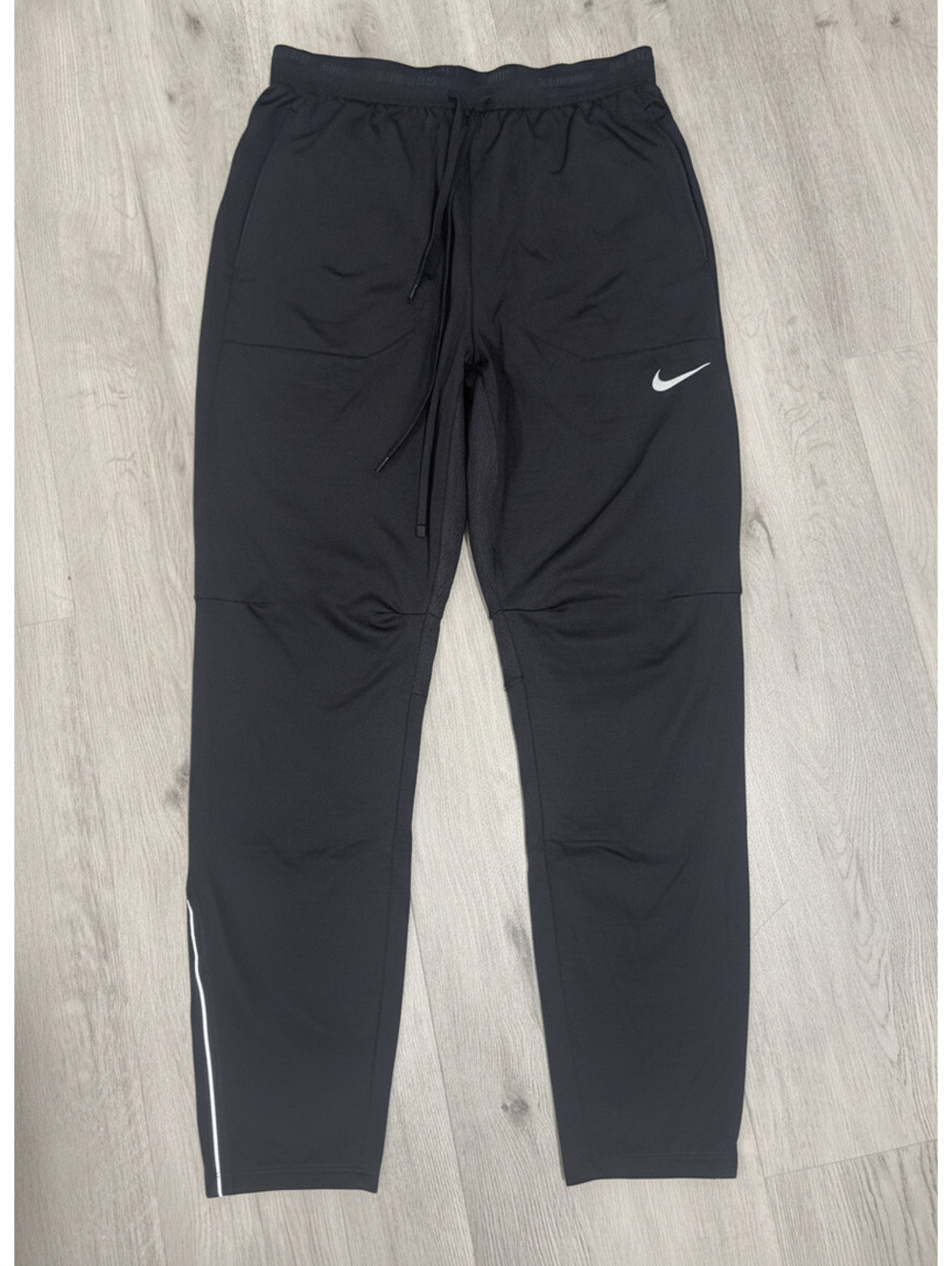 Nike Men's Running Track Pants Black Zippered Pockets Size Regular M